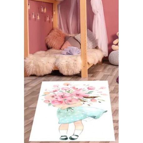 Забавен детски килим 130х180см. - Момиченце с букет