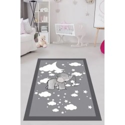 Забавен детски килим 130х180см. - Сиво слонче